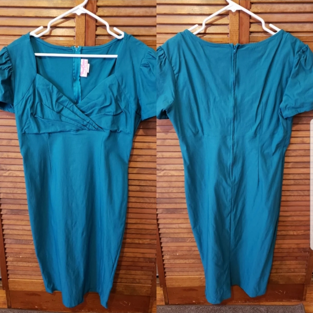 Pinup Couture Erin Wiggle W/Sleeves- Teal